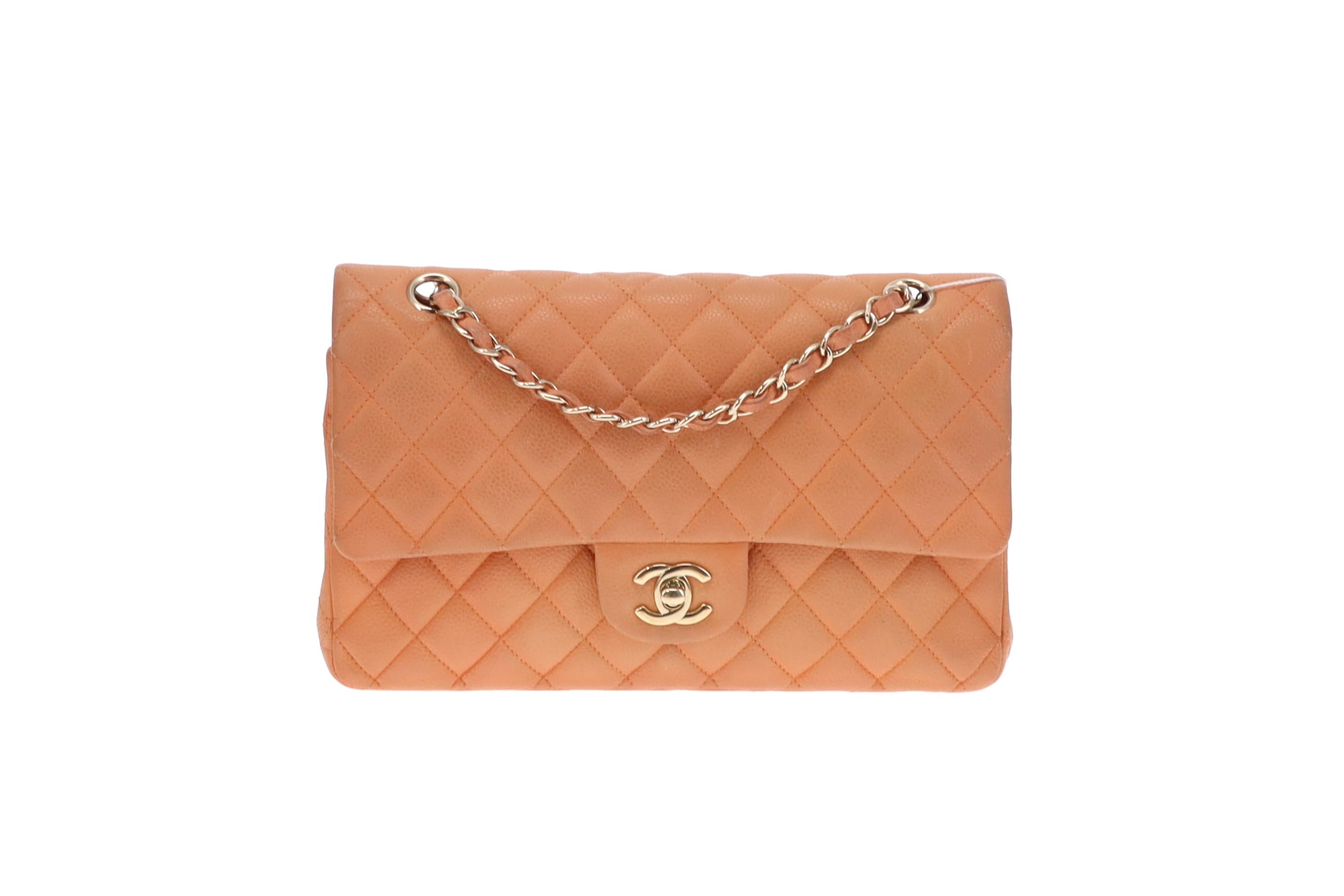 Chanel Peach Caviar Leather Classic Medium Double Flap Bag 2012