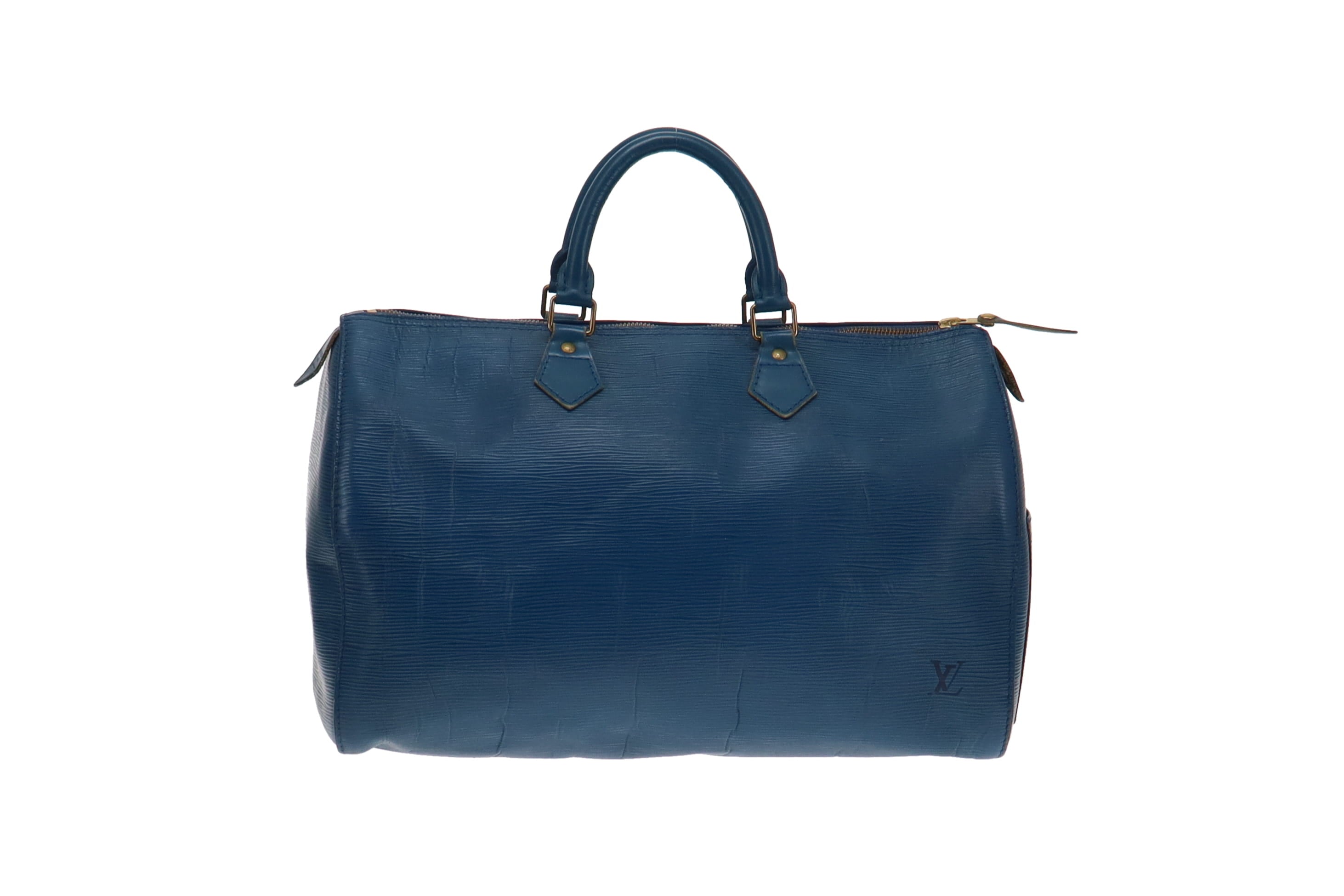 117. Beautiful Auth Louis Vuitton EPI Leather Speedy 35 Boston Bag Toledo Blue