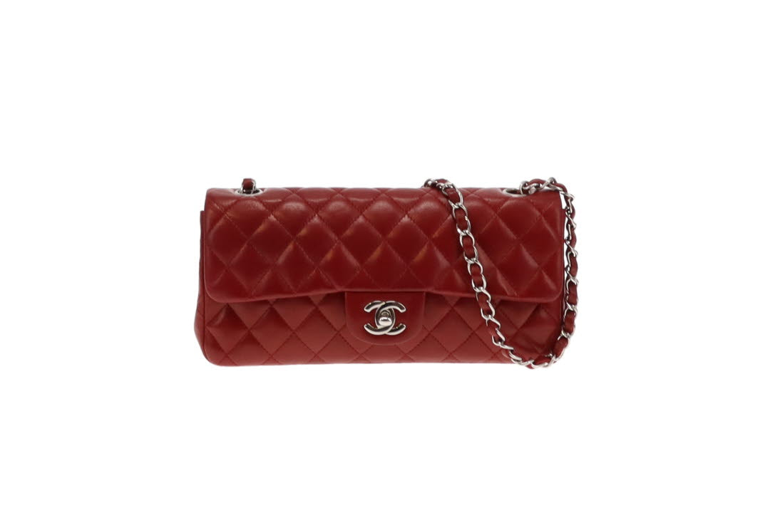 Chanel Burgundy Quilted Lambskin Classic East West Flap Shoulder Bag 2 Designer Exchange Ltd