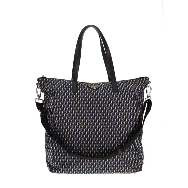 Prada printed nylon online tote