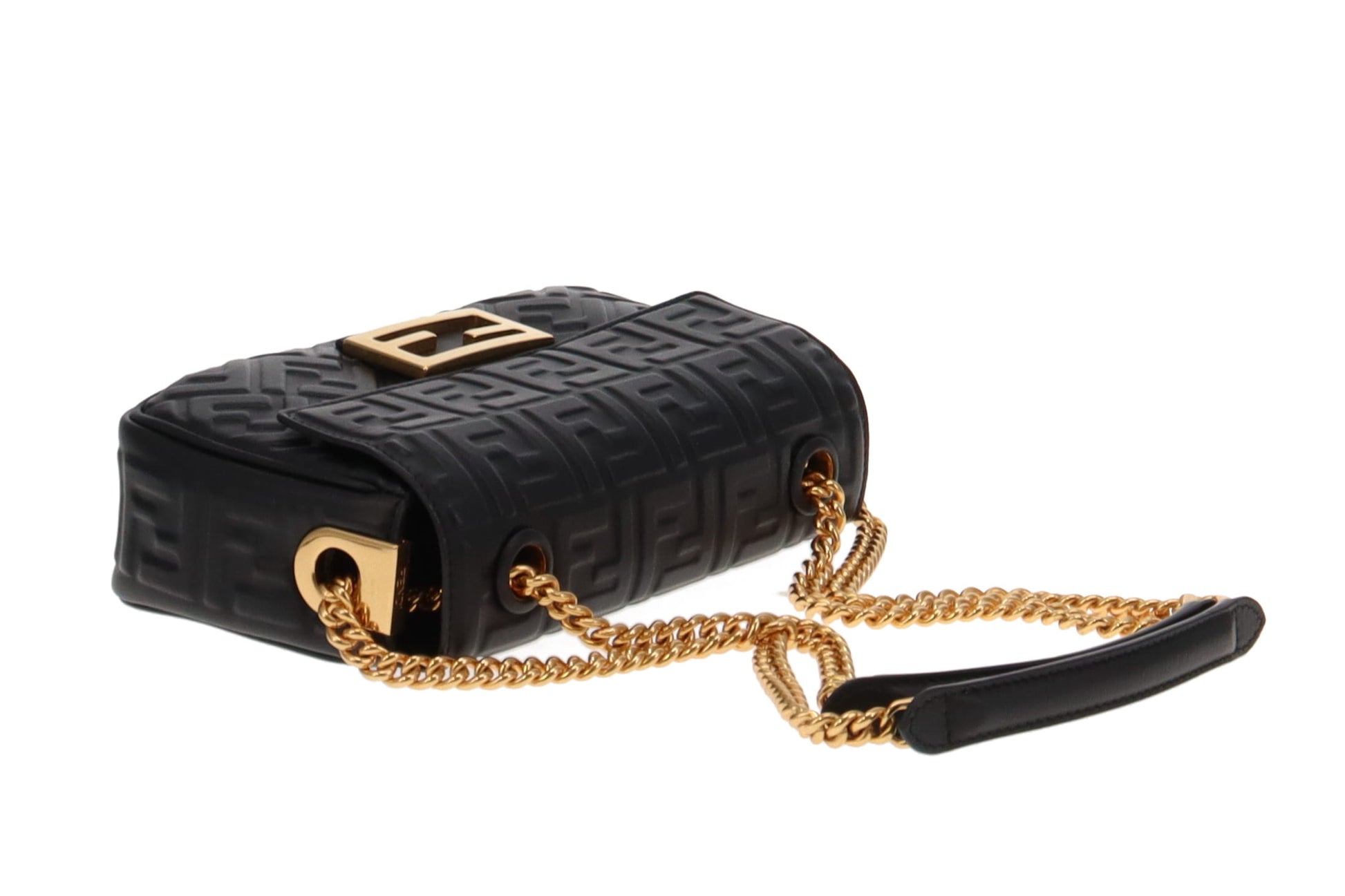 Fendi Baguette Chain Shoulder Bag in Black Nappa Leather – Coco