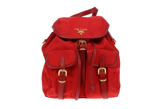 Prada Red Nylon and GHW Vintage Twin Pocket Backpack