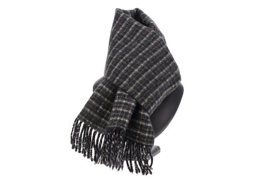 Dior Grey/Black Check Wool and Cashmere Scarf