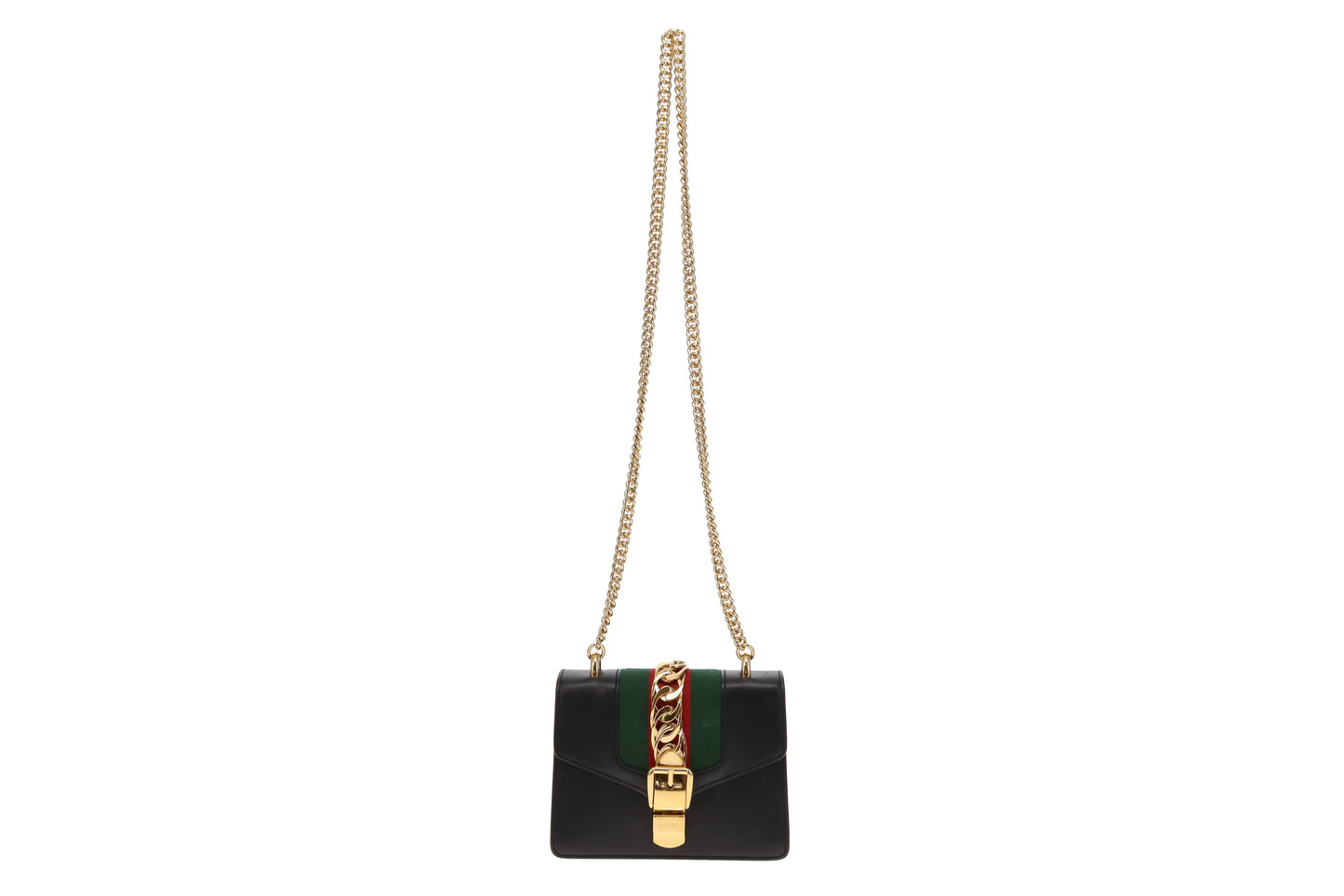 Gucci Black Smooth Leather Mini Sylvie Chain Bag