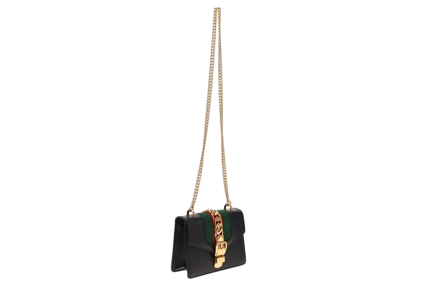 Gucci Black Smooth Leather Mini Sylvie Chain Bag