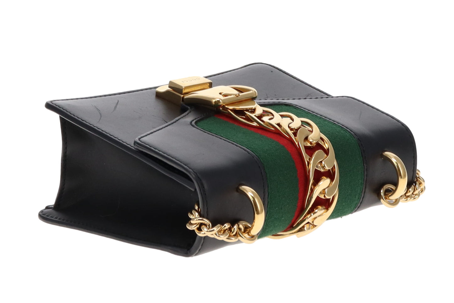 Gucci Black Smooth Leather Mini Sylvie Chain Bag