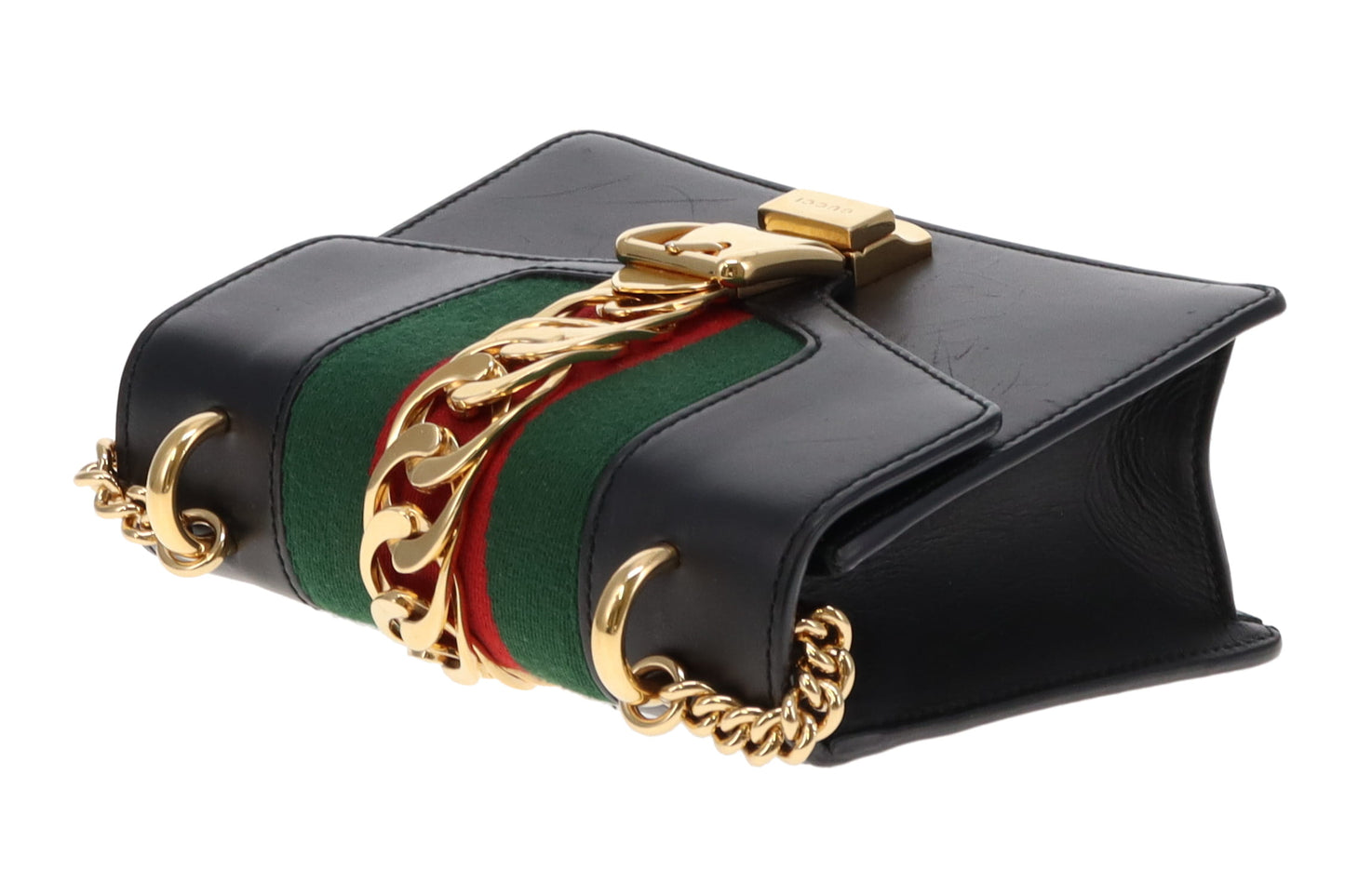 Gucci Black Smooth Leather Mini Sylvie Chain Bag