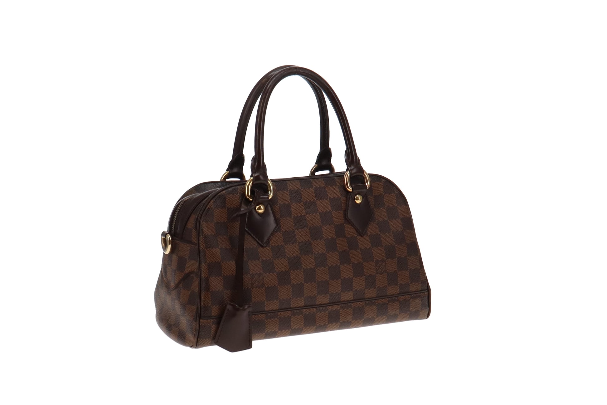 Louis Vuitton Duomo Damier Ebene Handbag Satchel Women Brown Purse Tote LV  Gold