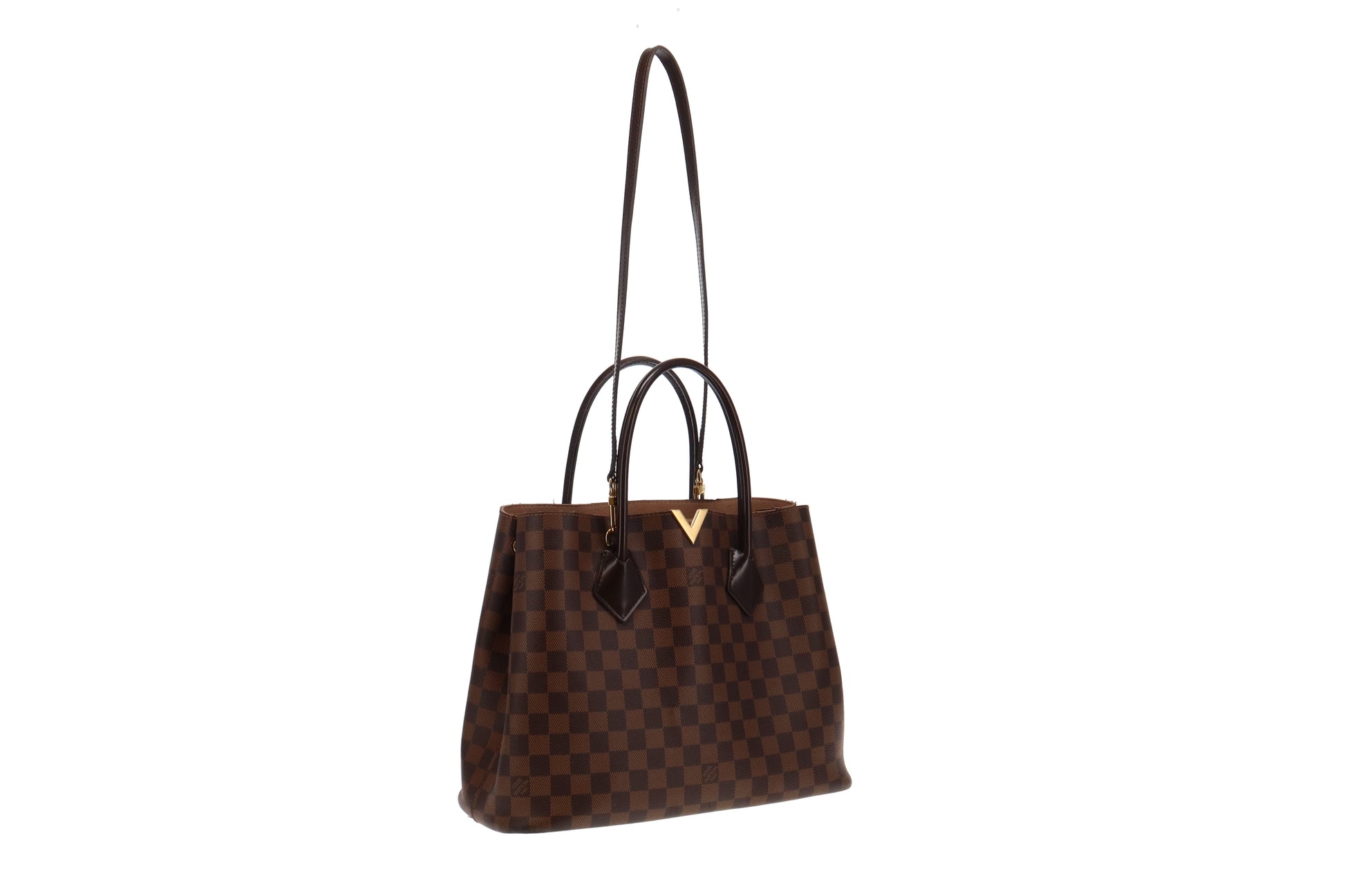 Authentic Louis Vuitton Damier Ebene Kensington Top Handle Bag w/ Strap