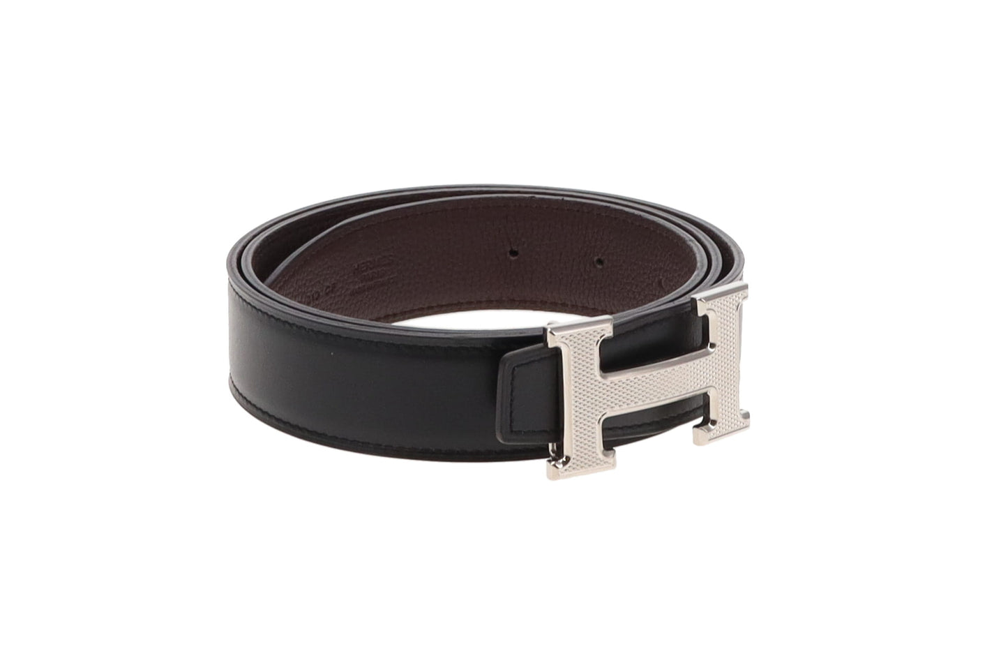 Hermes Noir and Ebene 32mm Reversible with H Guillochee Belt Buckle 2017 85cm