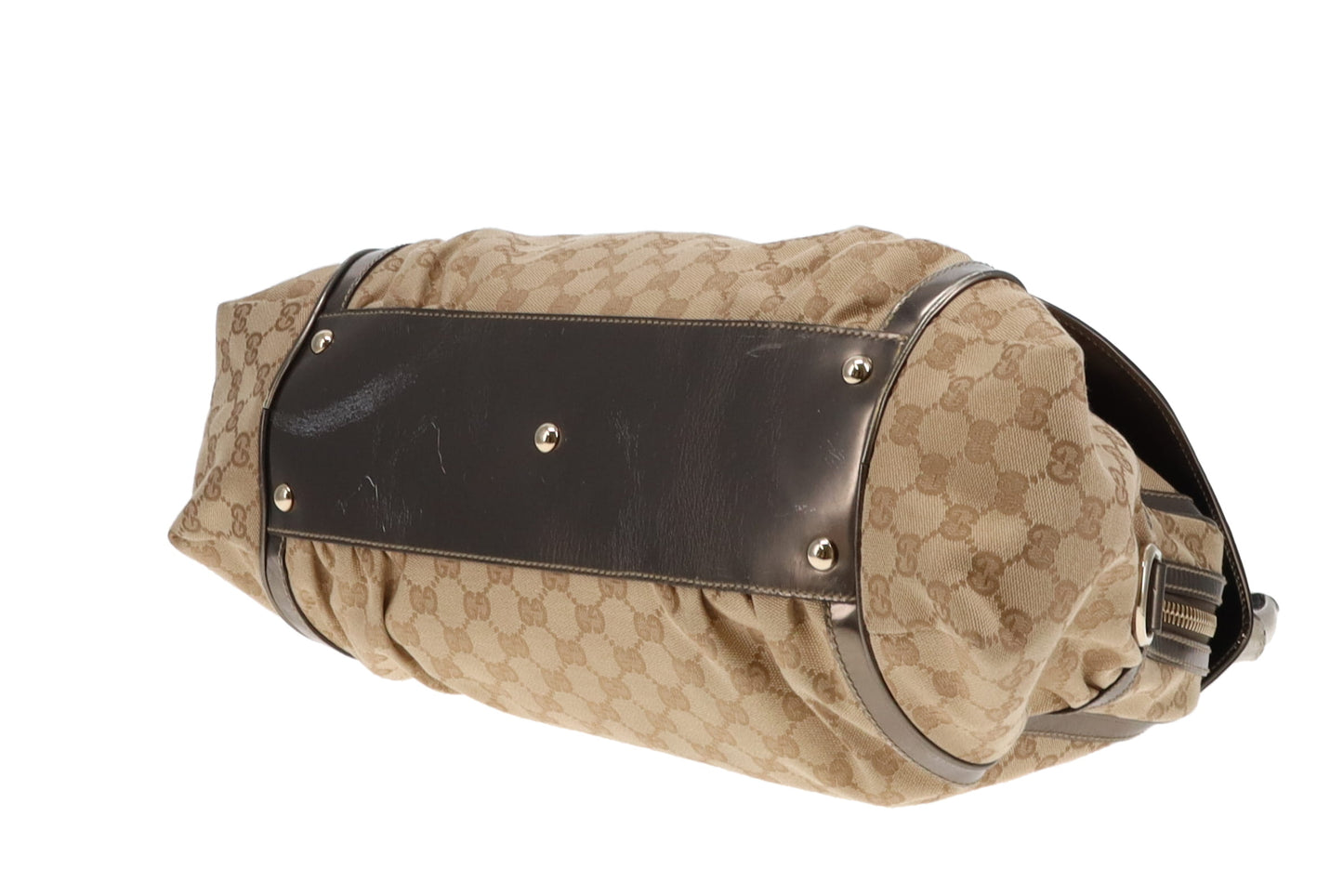 Gucci GG Canvas and Metallic Leather Pop Bamboo Handle Satchel