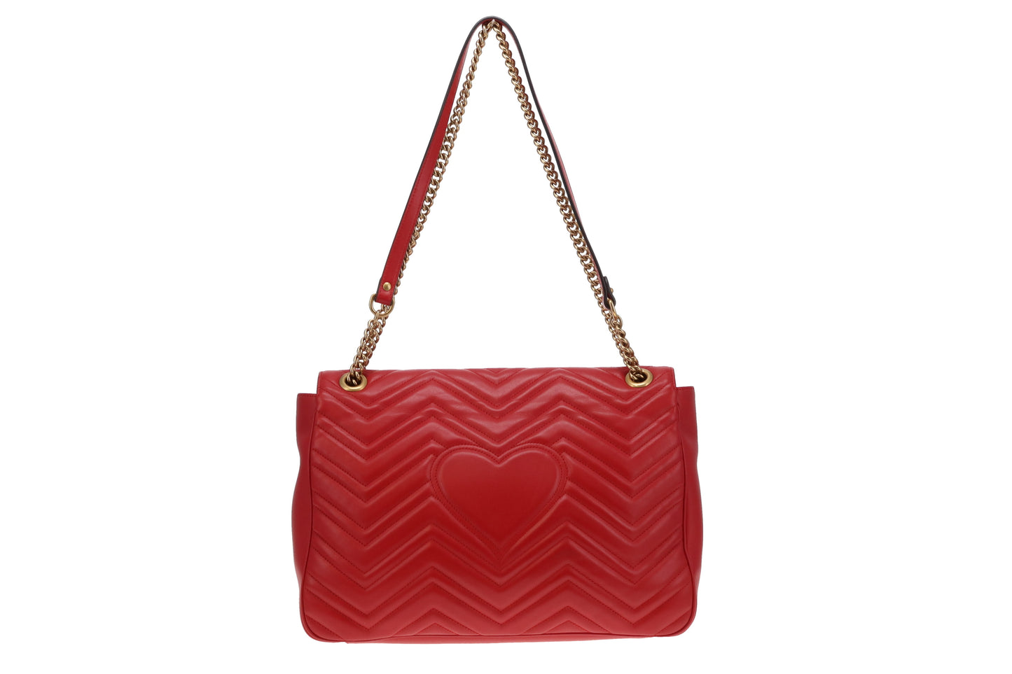 Gucci Red Chevron Leather Large Marmont Flap Bag