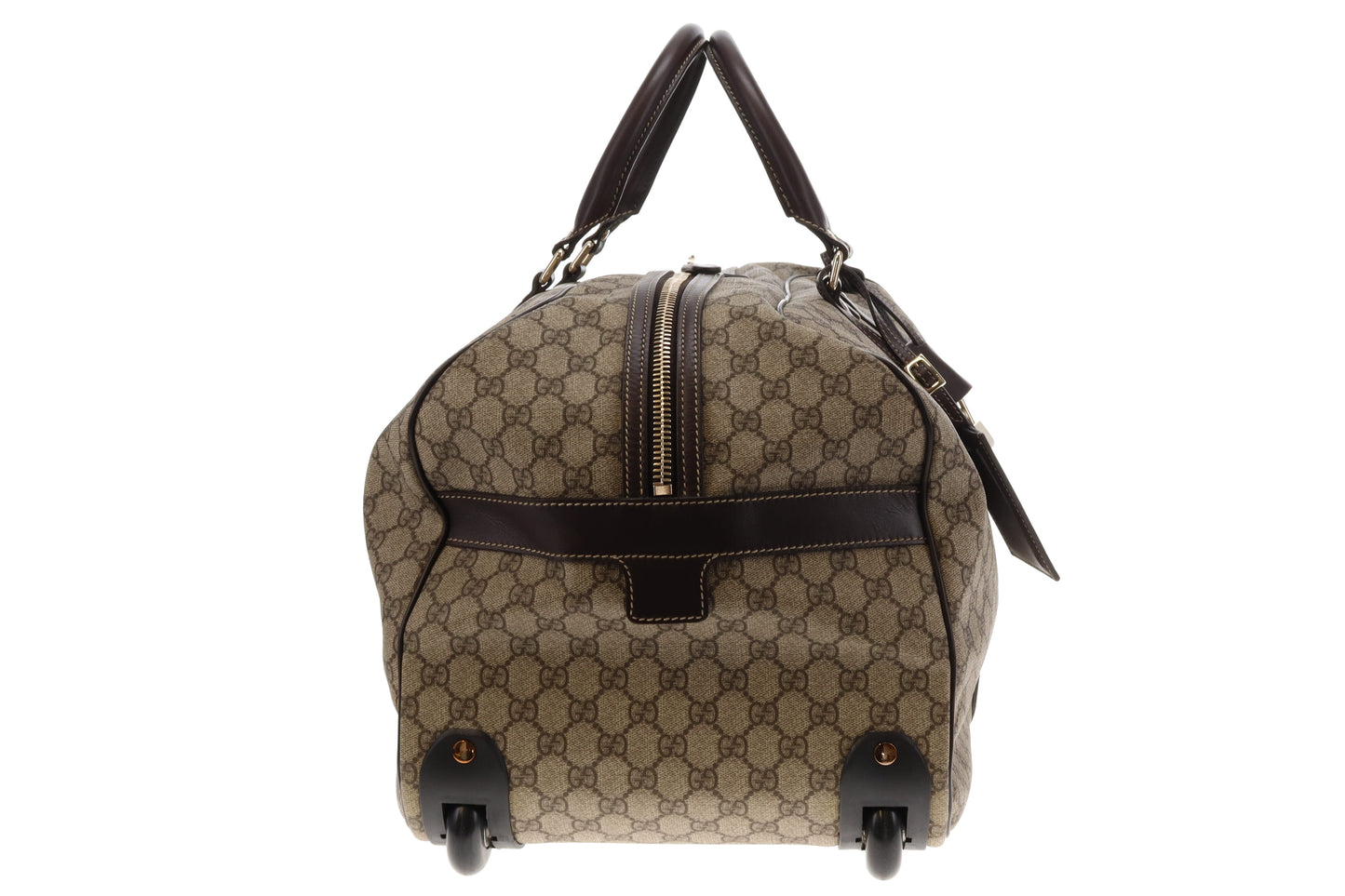 Gucci GG Supreme and Ebony Leather Large Carry On Duffle Trolley Luggage