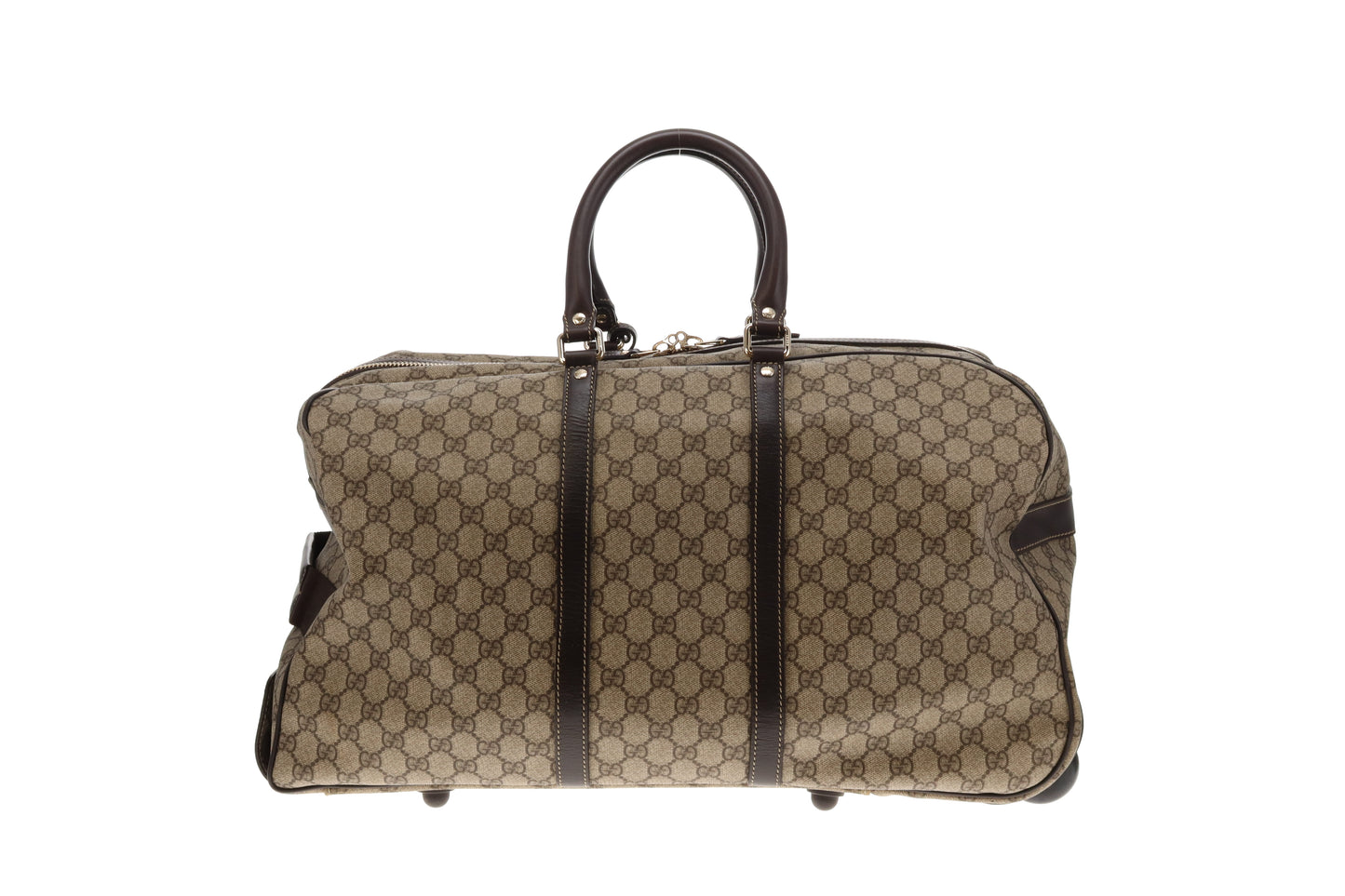 Gucci GG Supreme and Ebony Leather Large Carry On Duffle Trolley Luggage