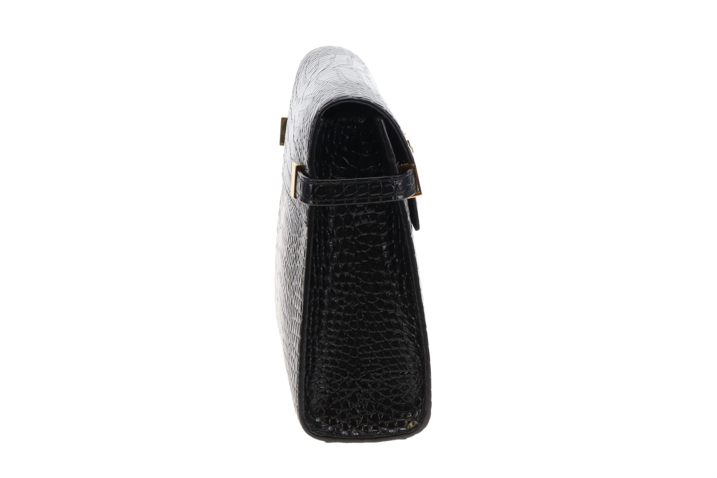 Saint Laurent Shiny Croc Embossed Medium Manhattan Black