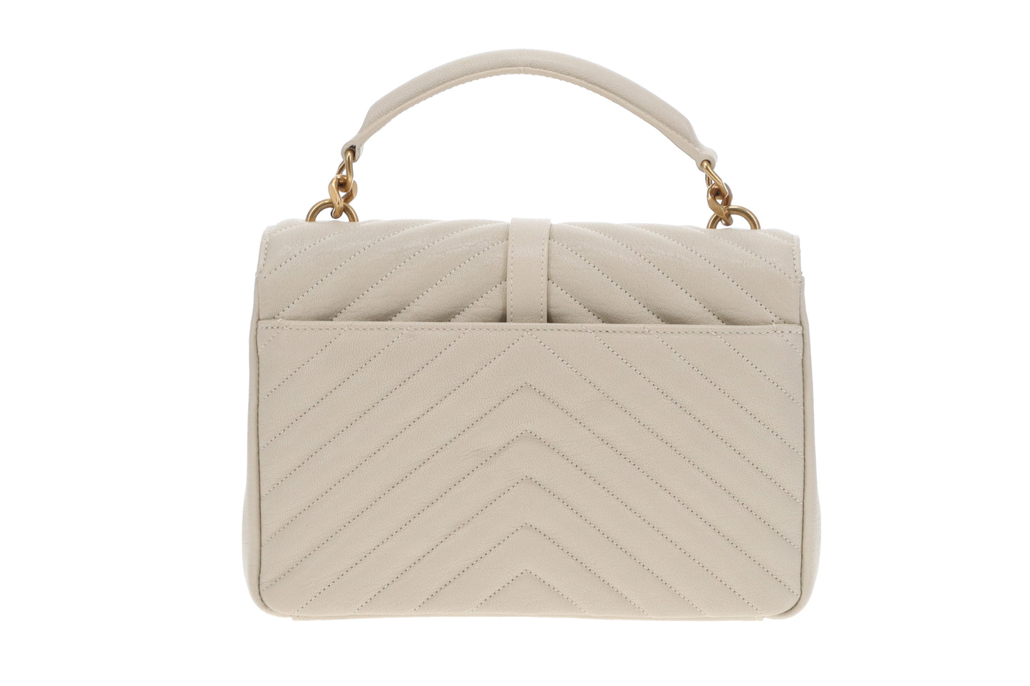 Saint Laurent College Medium Blanc Vintage Quilted Leather GH