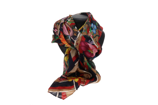 Gucci Multicolour 100% Silk Snake and Floral Print Scarf