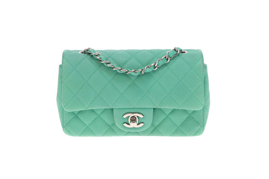 Chanel Mint Green Caviar SHW Mini Recangle Classic Flap 2012/13