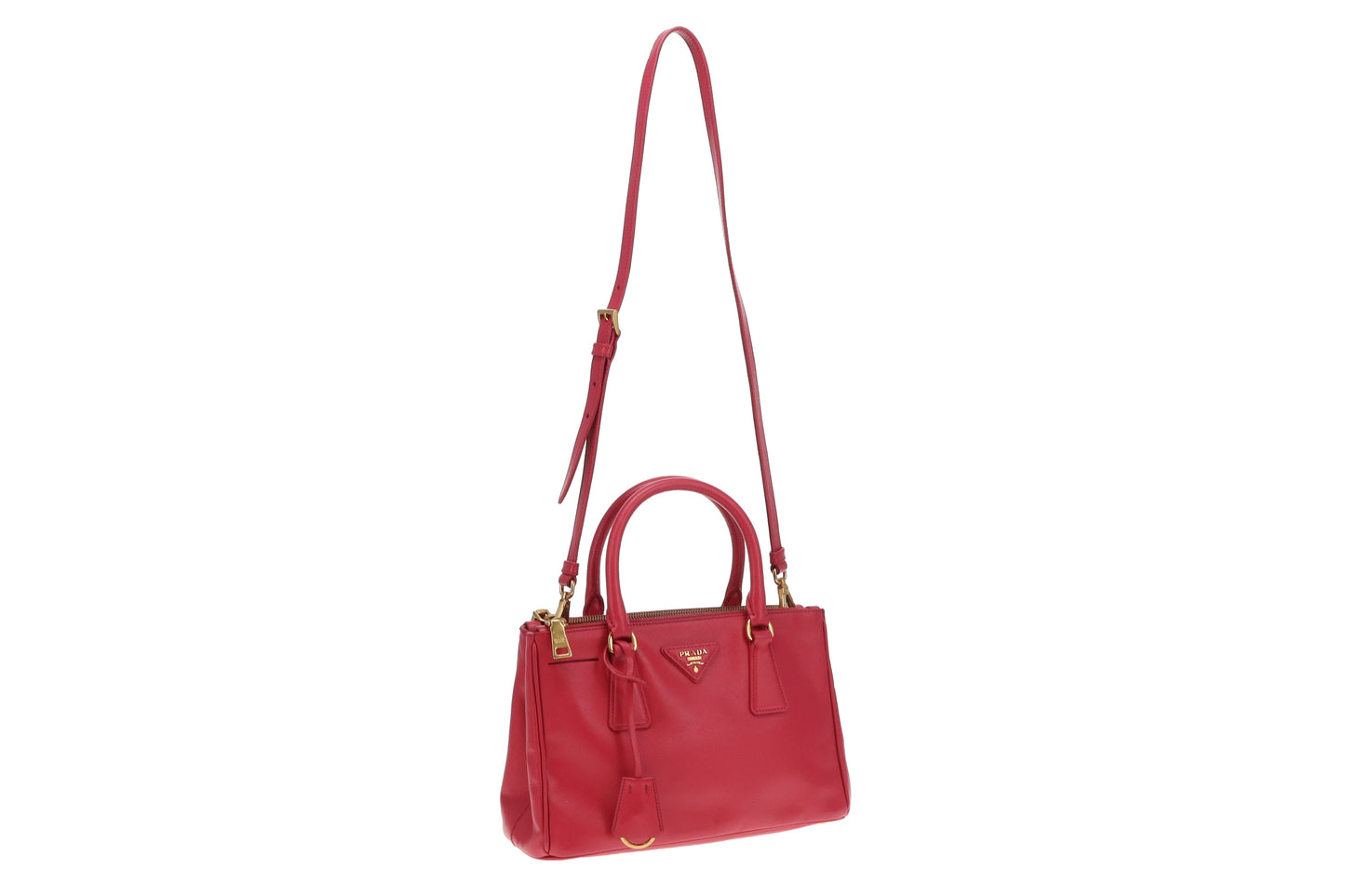 Prada Small Saffiano Leather Galleria Tote With Strap Pink