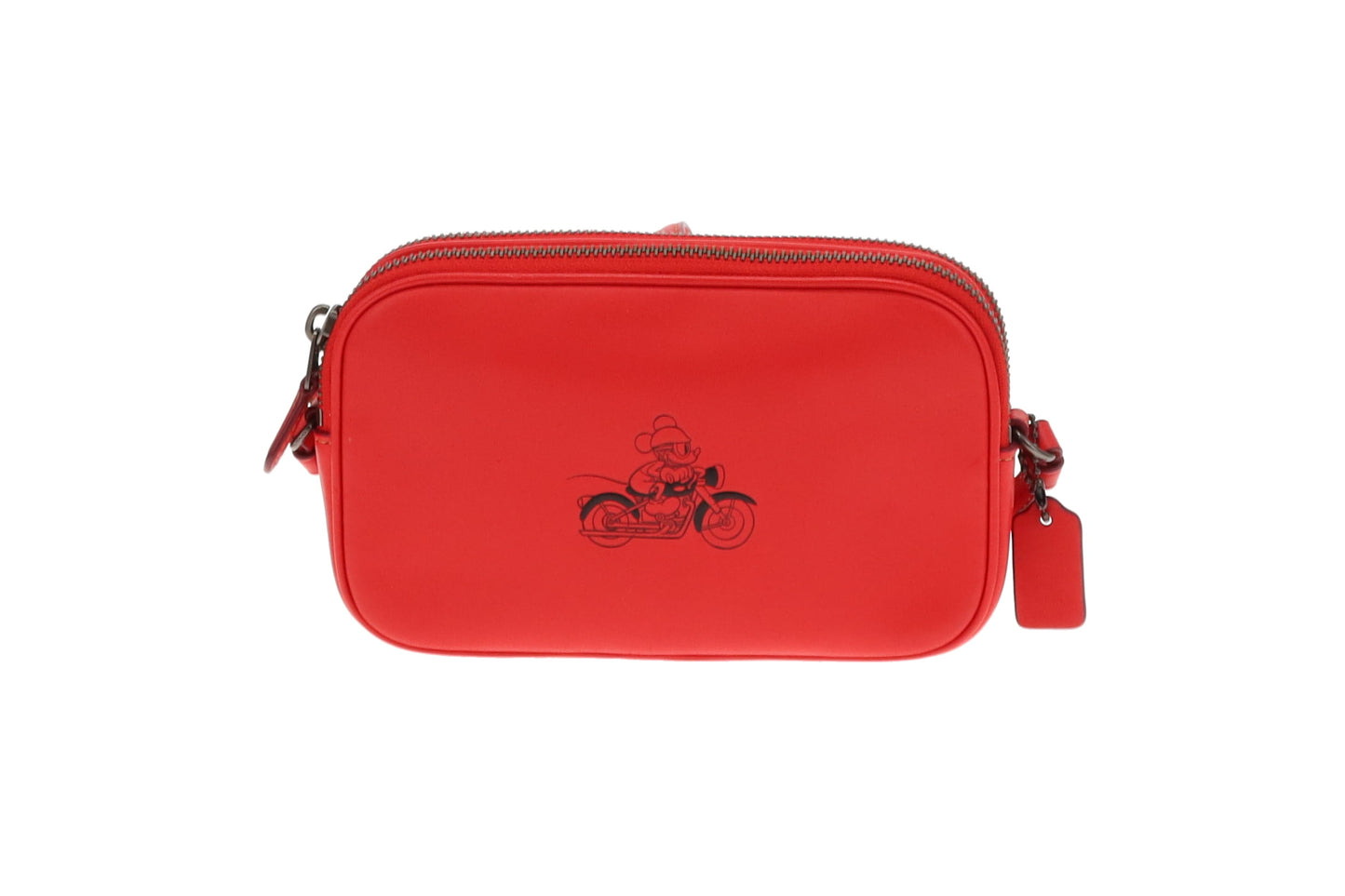 Coach Red Mickey Mouse On Motorcycle Crossbody