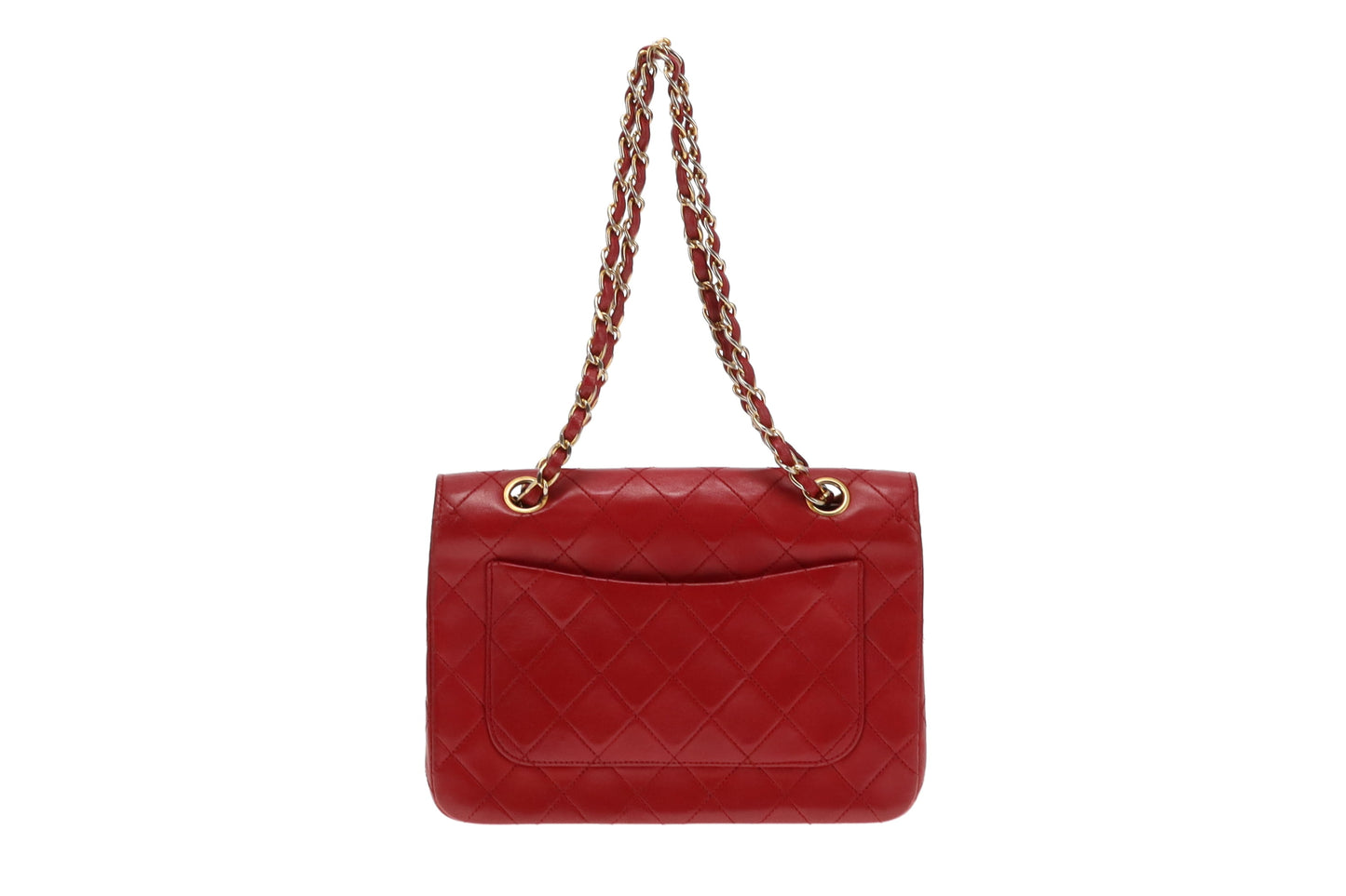 Chanel Red Leather Single Flap Vintage Classic Bag