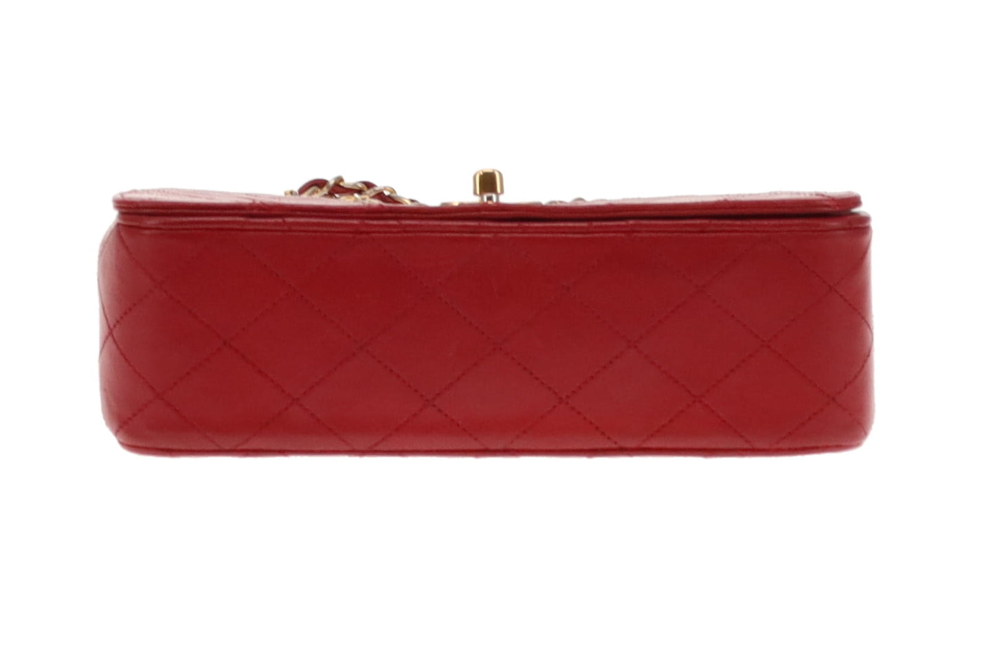 Chanel Red Leather Single Flap Vintage Classic Bag