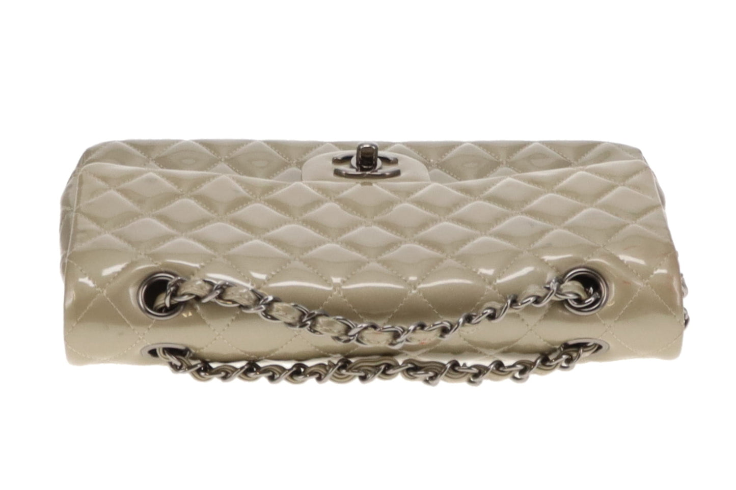 Chanel Metallic Sage Green Patent Classic Medium Double Flap Bag 2012/13