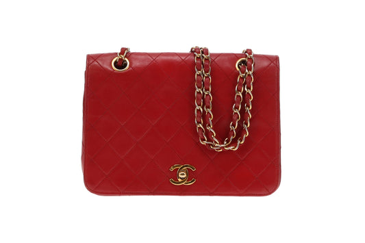 Chanel Red Leather Single Flap Vintage Classic Bag