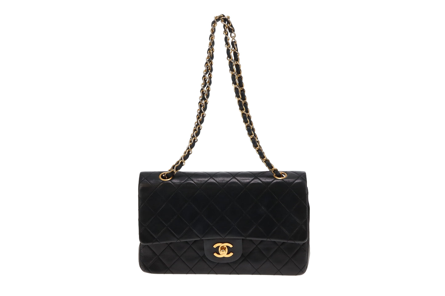 Chanel Vintage Black Lambskin Classic Double Flap Bag 1989/91