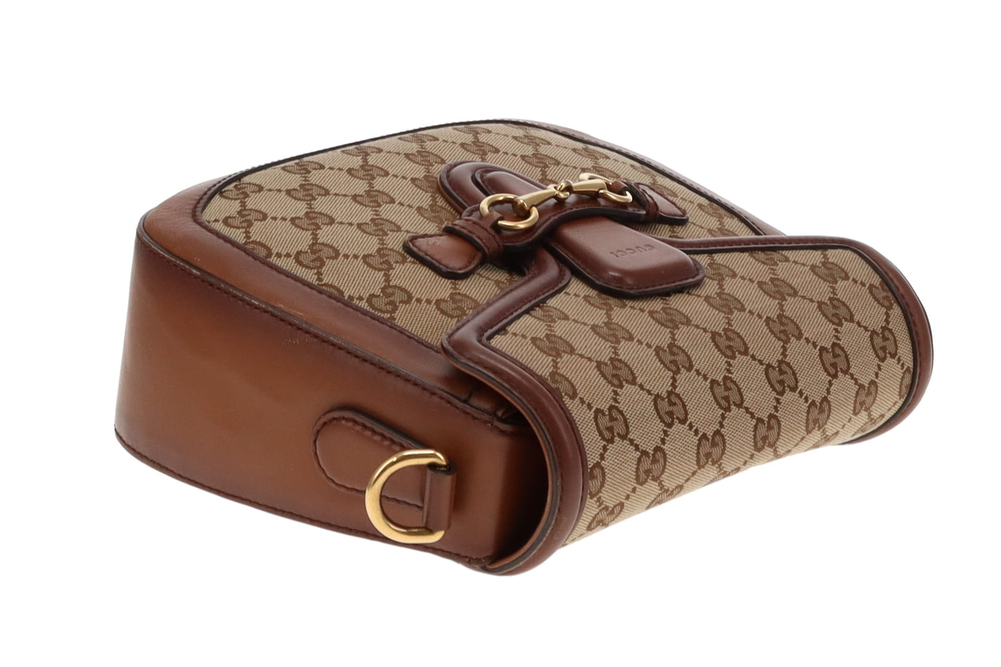 Gucci GG Canvas and Brown Leather Lady Web Shoulder Bag