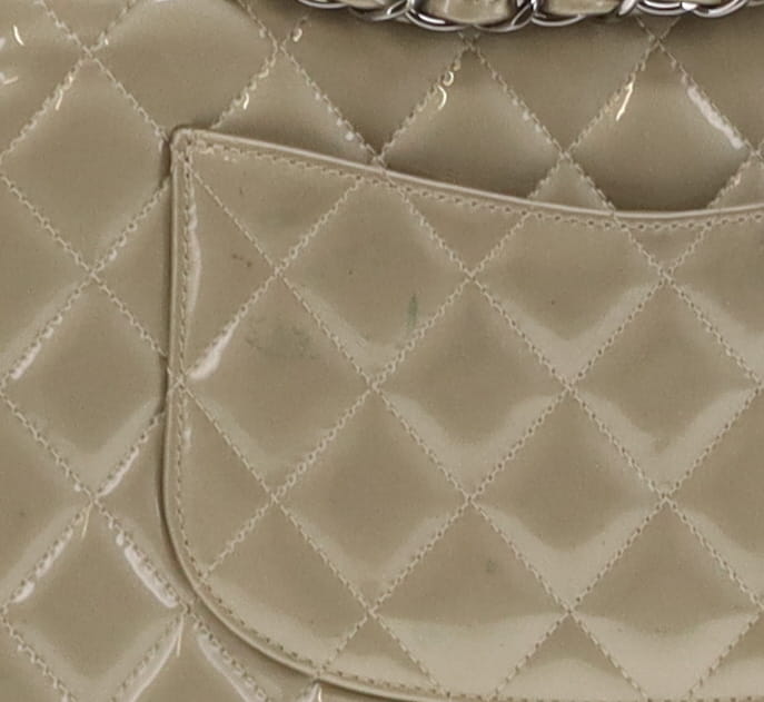 Chanel Metallic Sage Green Patent Classic Medium Double Flap Bag 2012/13