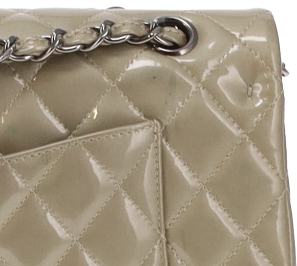 Chanel Metallic Sage Green Patent Classic Medium Double Flap Bag 2012/13