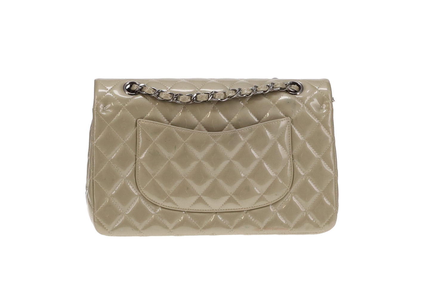 Chanel Metallic Sage Green Patent Classic Medium Double Flap Bag 2012/13