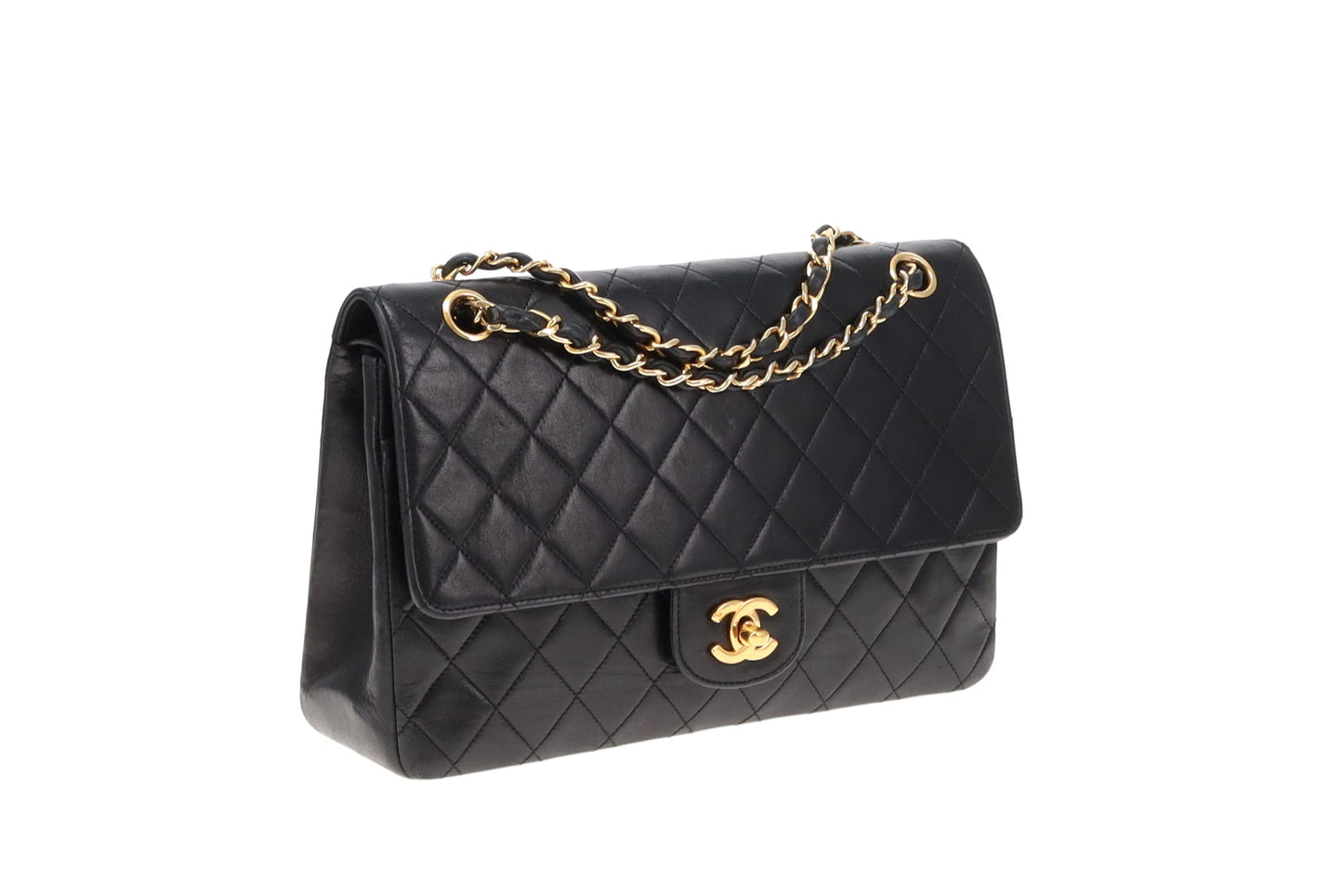 Chanel Black Lambskin Medium Vintage Classic Double Flap Bag 1986/88