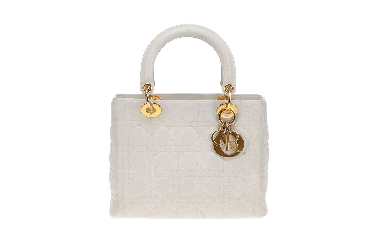 Dior White Leather GHW 2007 Vintage Medium Lady Dior