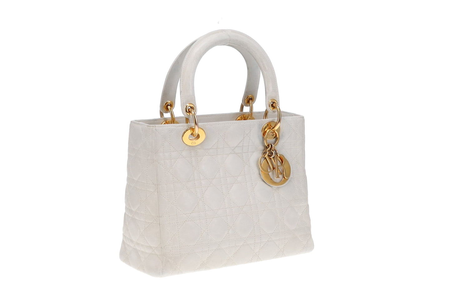 Dior White Leather GHW 2007 Vintage Medium Lady Dior