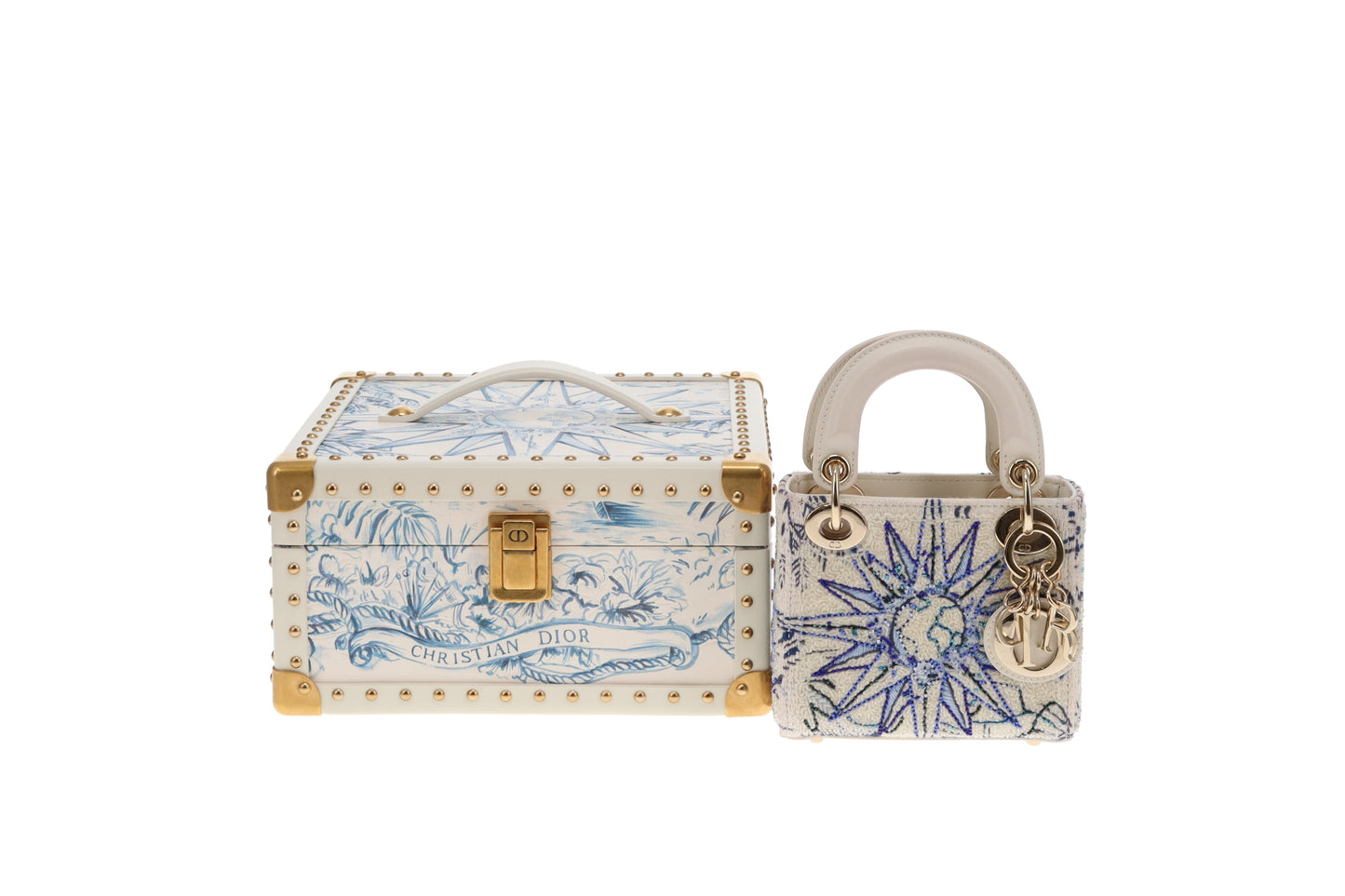 Dior Micro Lady Dior with Small Trunk Blue Multicolour Reve D'Infini Sbalzo Calfskin