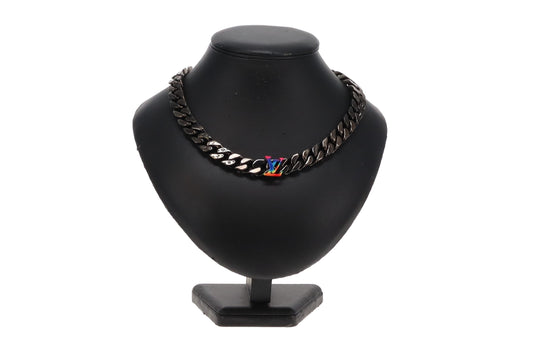 Louis Vuitton Virgil Abloh Ltd Edition Ruthenium 2054 LV Rainbow Necklace