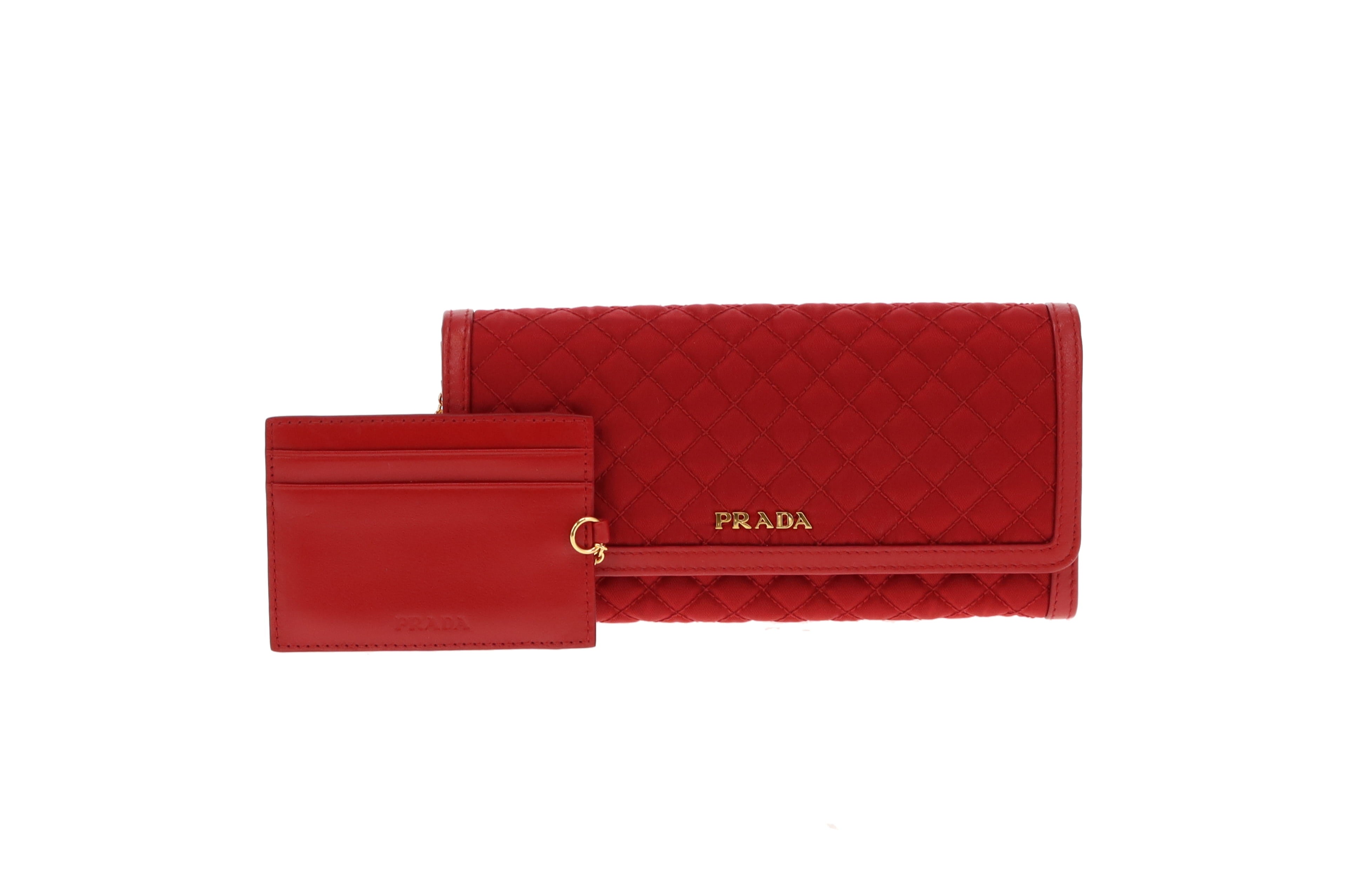 Prada Fuoco Quilted Nylon and Leather Long Flap Wallet Designer Exchange Ltd