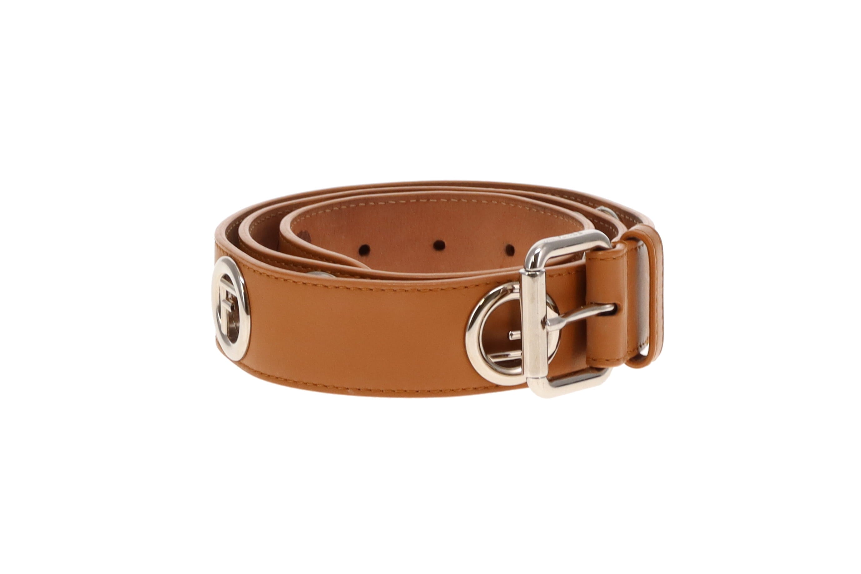 Fendi Tan Leather F Logo Belt 90cm