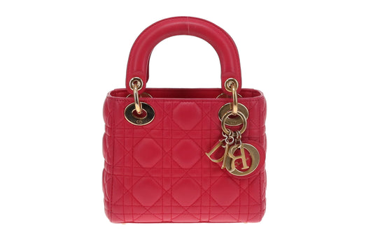 Dior Pink Lambskin Cannage Mini Lady Dior Bag 2014