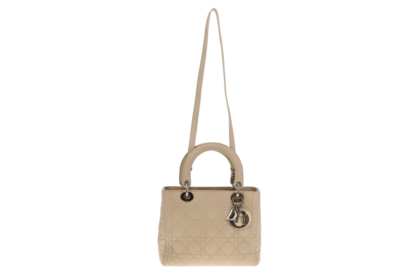 Dior Beige Cannage Calfskin Medium Lady Dior With Strap 2007