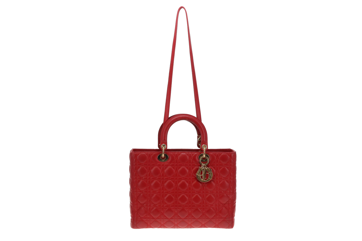 Dior Red Lambskin Large Lady Dior 2013