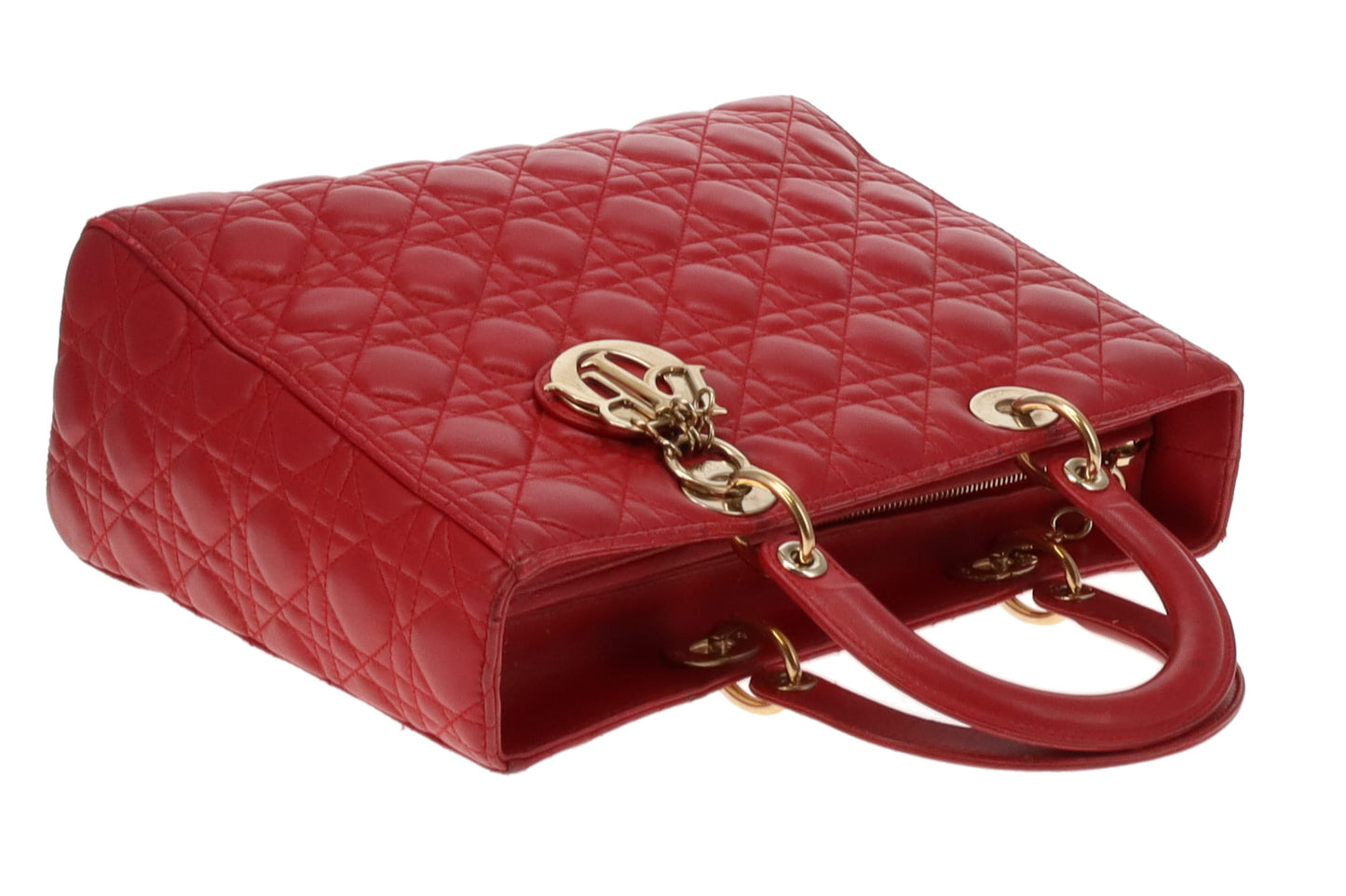 Dior Red Lambskin Large Lady Dior 2013