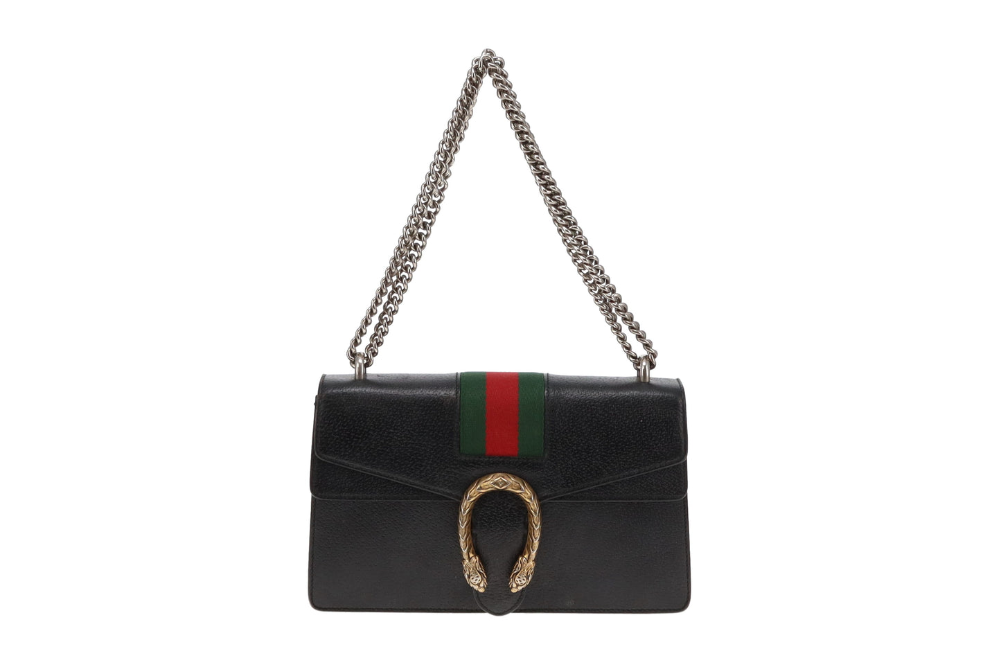 Gucci Black Leather Mixed HW Web Detail Small Dionysus Shoulder Bag