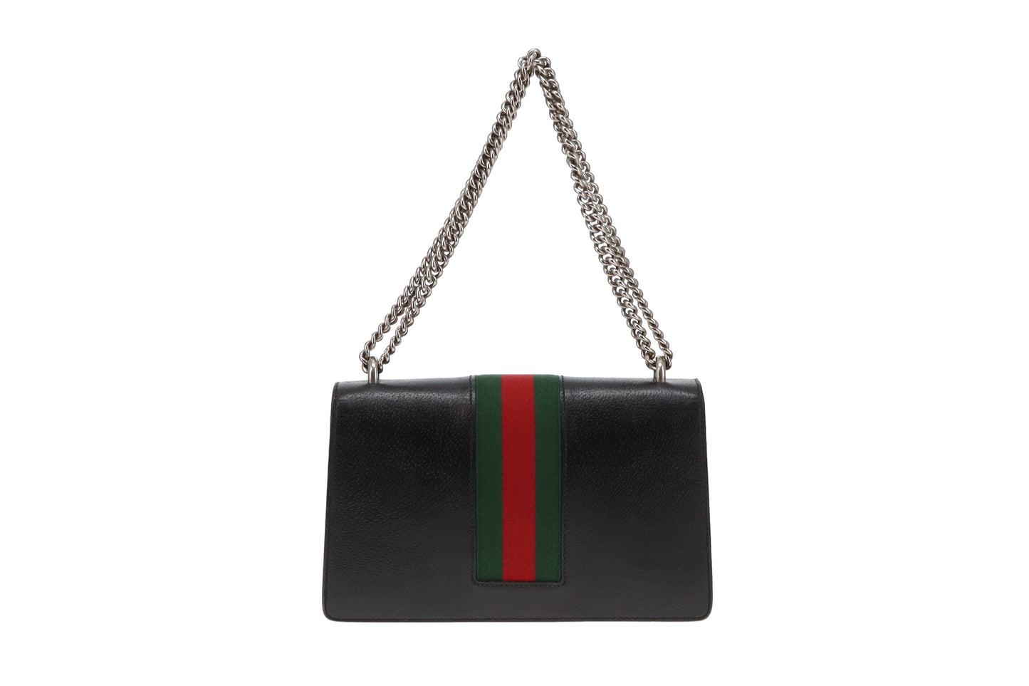 Gucci Black Leather Mixed HW Web Detail Small Dionysus Shoulder Bag