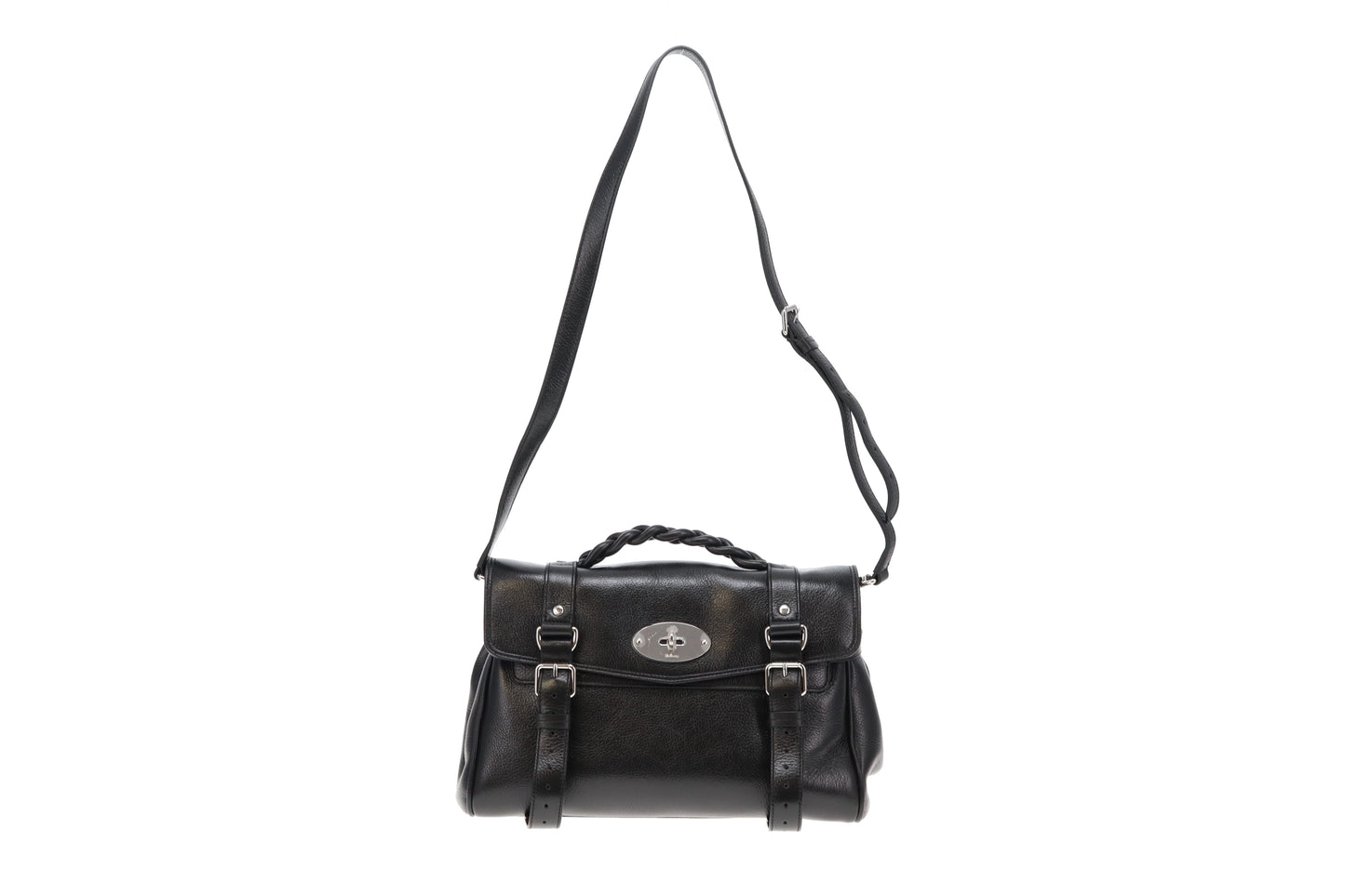 Mulberry Black High Shine Leather SHW Alexa