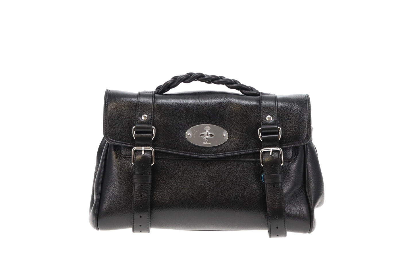 Mulberry Black High Shine Leather SHW Alexa