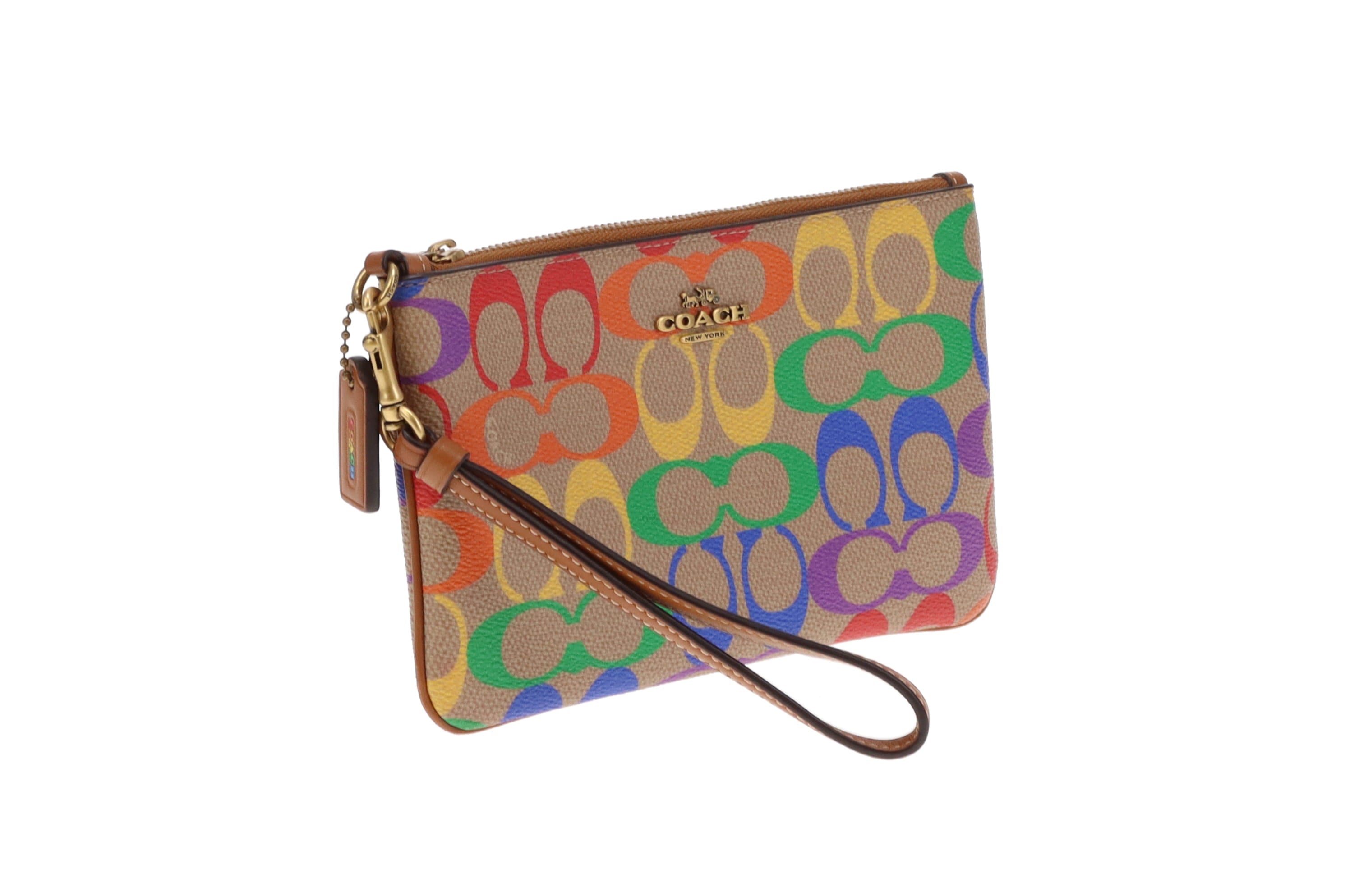 Coach Small Wristlet In deals Rainbow Signature Canvas