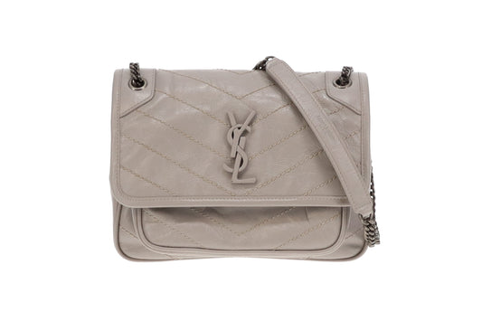 Saint Laurent Pale Grey Vintage Leather Baby Niki 2019